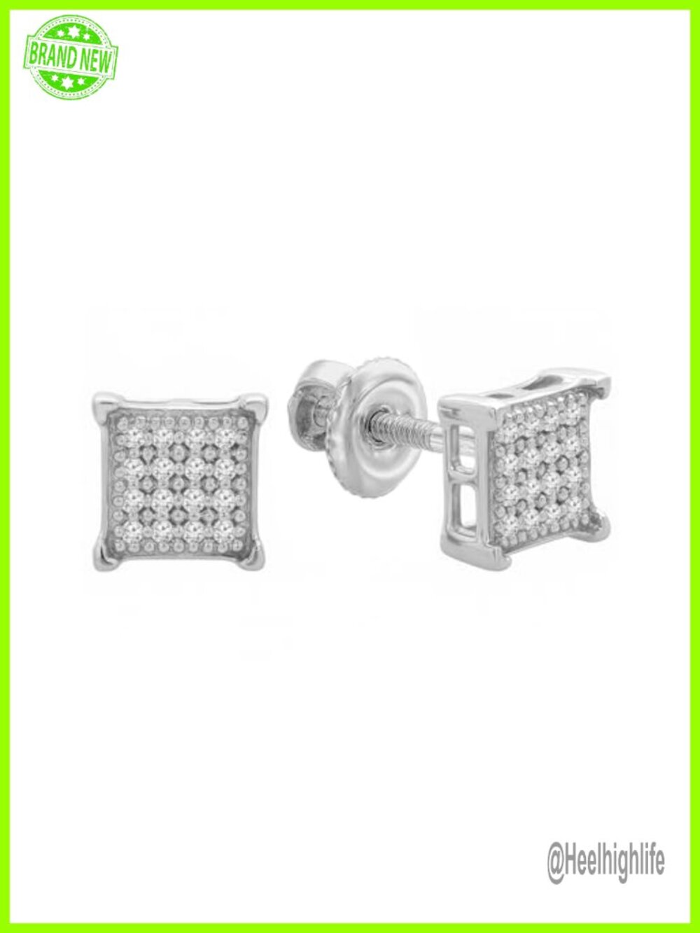Natural Diamond Stud Earrings 925 Sterling Silver Unisex Fine Jewelry